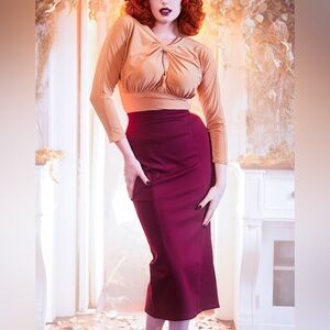 💄Pinup Girl Clothing 💋Wiggle Bodycon Midi Skirt BNWT